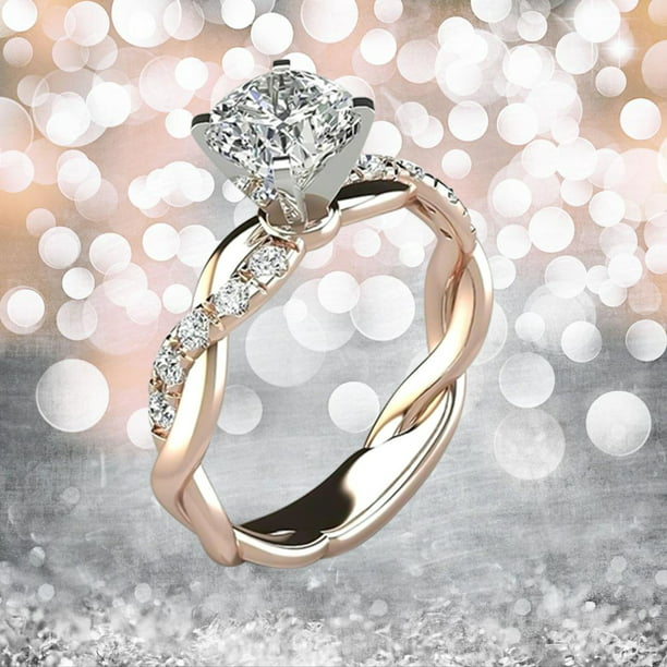 Flowers Women Alloy Ring Silver Crystal Rhinestone Fashion Jewelry Wedding Ring